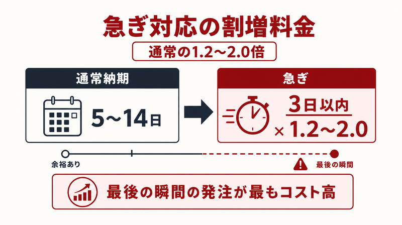 急ぎ対応バナー制作の割増料金イメージ図