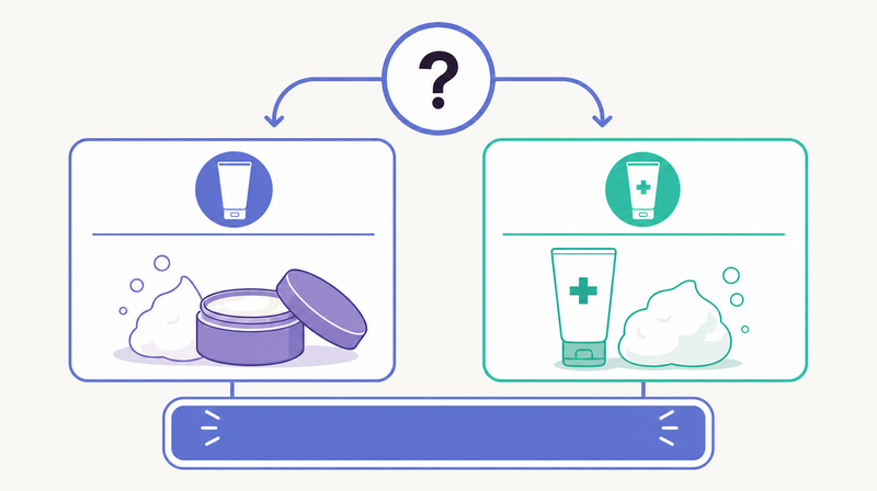 クレンジング・洗顔が化粧品と薬用で言える範囲が変わることを示す区分概要図