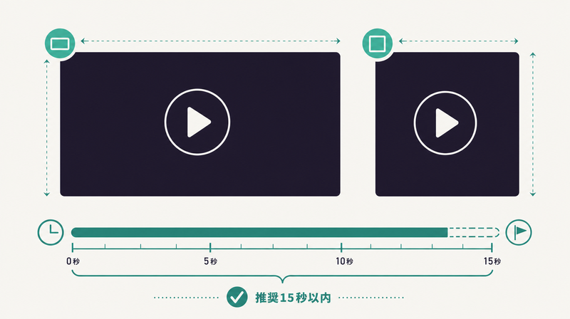 X広告動画広告のサイズ仕様と推奨15秒タイムライン図