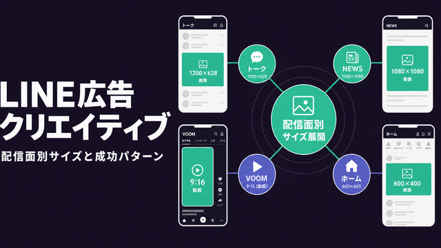 LINE広告の配信面別クリエイティブサイズを示すストラクチャー型サムネイル