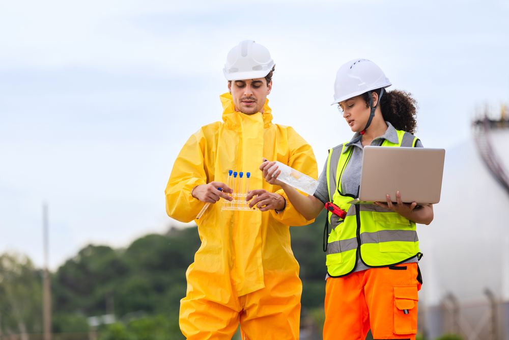 Regulatory inspection team working in the field