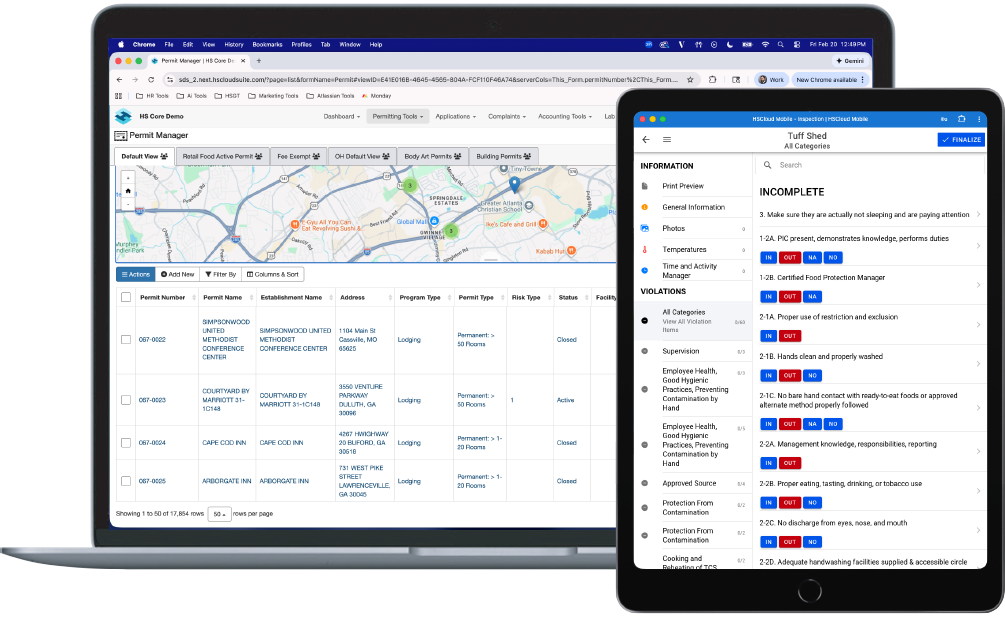 HS CloudSuite shown across desktop, tablet, and mobile screens