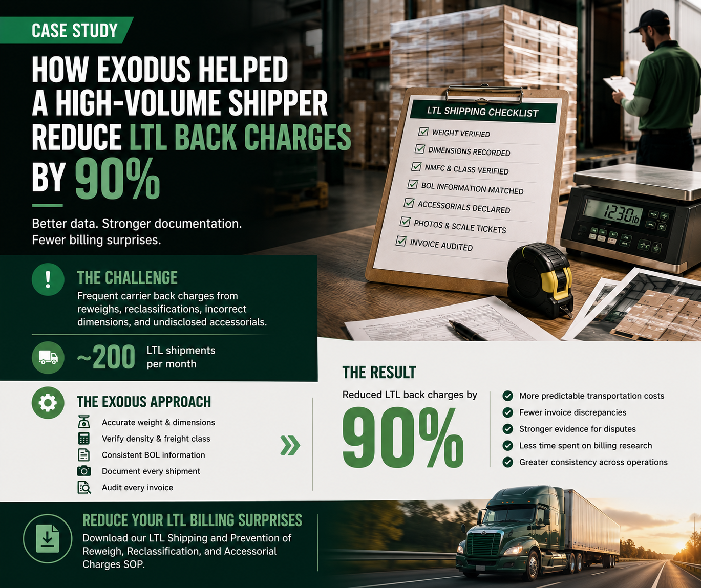 How Exodus Helped a Shipper Reduce LTL Back Charges by 90%