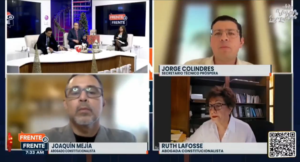 Frente a Frente TV debate with Próspera ZEDE technical secretary Jorge Colindres and two constitutional lawyers