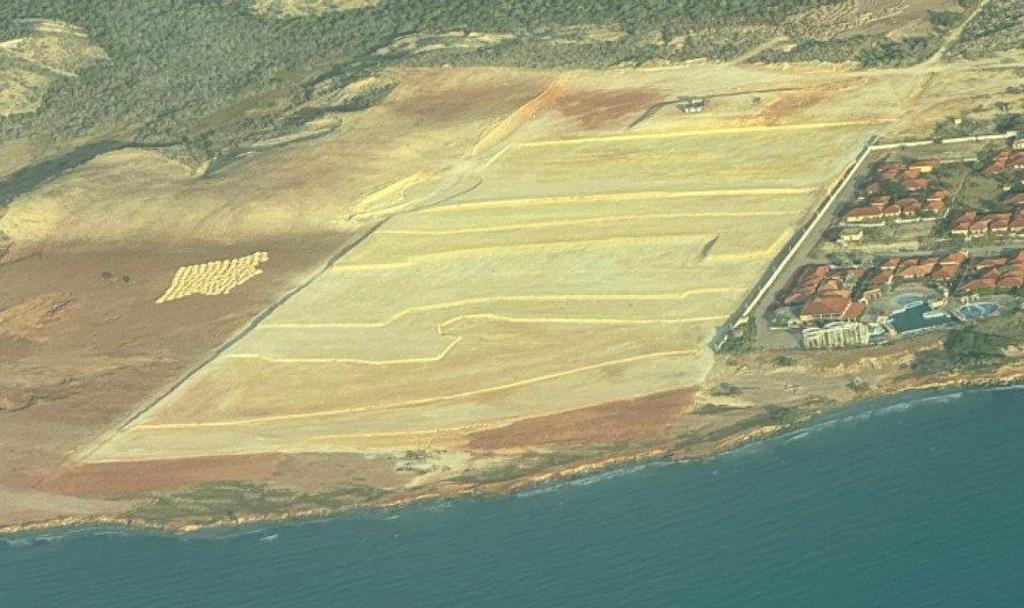 Aerial view of the cleared and leveled CryptoCity site on the Isla Margarita coast, December 2024