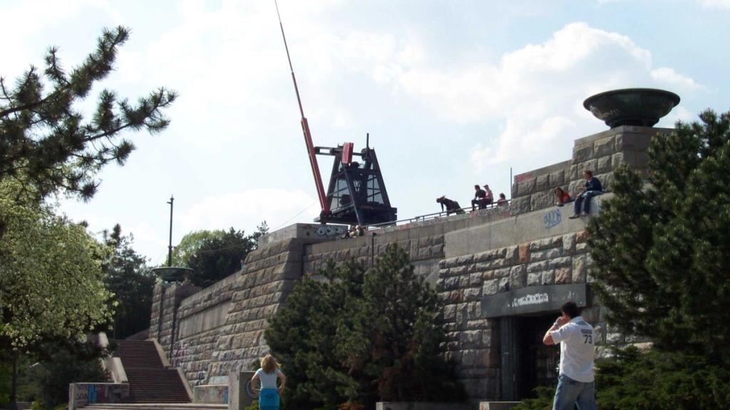 Letná Park Metronome in Prague on the granite plinth where the Stalin statue once stood