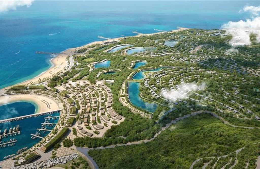 Conceptual rendering of Destiny in Nevis, a coastal community with marina, beaches and lagoons