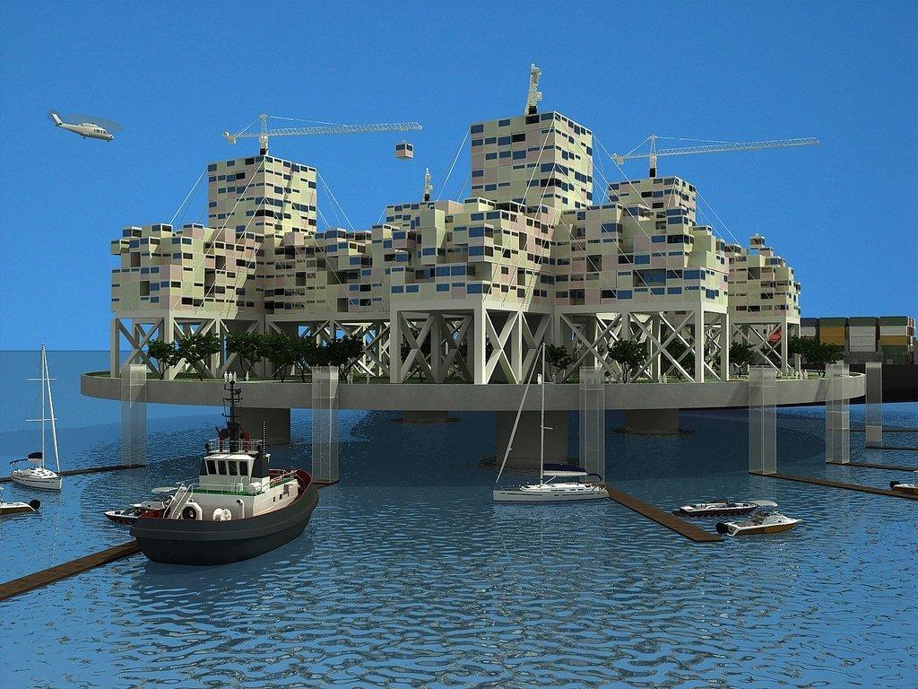 Diseño de seastead de Anthony Ling, ganador del concurso de diseño del Seasteading Institute de 2009