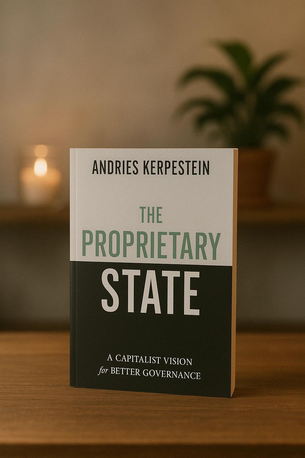 Book cover of The Proprietary State by Andries Kerpestein, subtitled A Capitalist Vision for Better Governance
