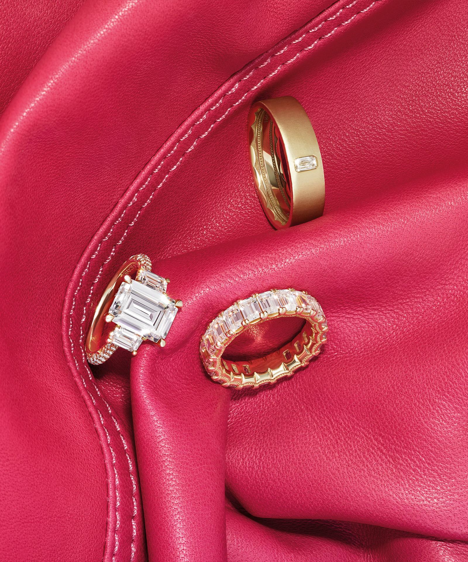 Ring against fabric background