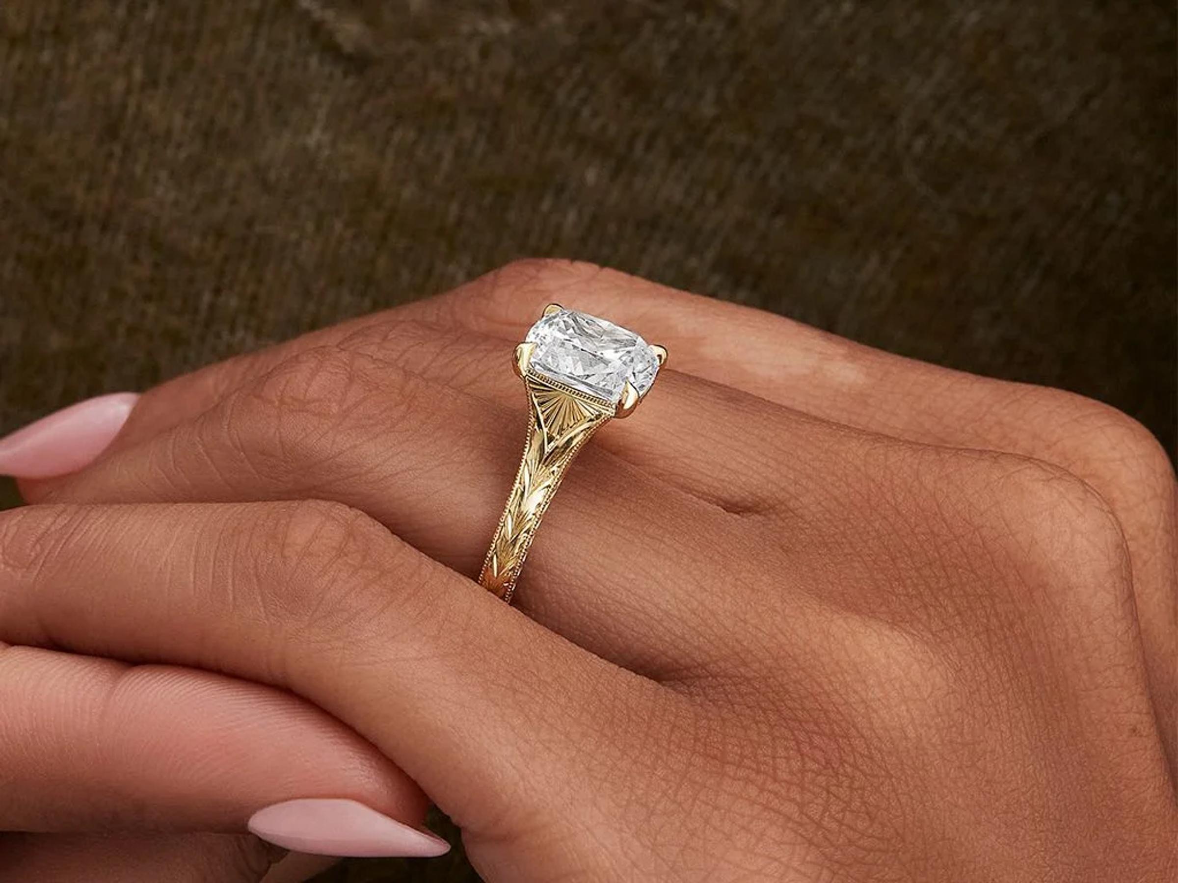 wheat scroll engagement ring