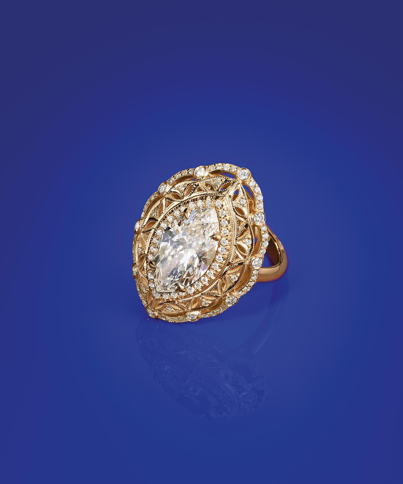 Ring against blue background