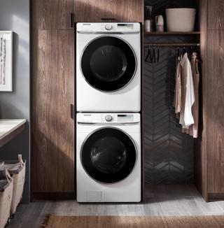 Lifestyle image featuring Stacked Laundry products