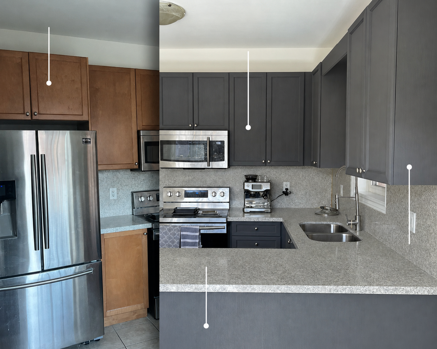 Kitchen cabinet wrap before and after transformation
