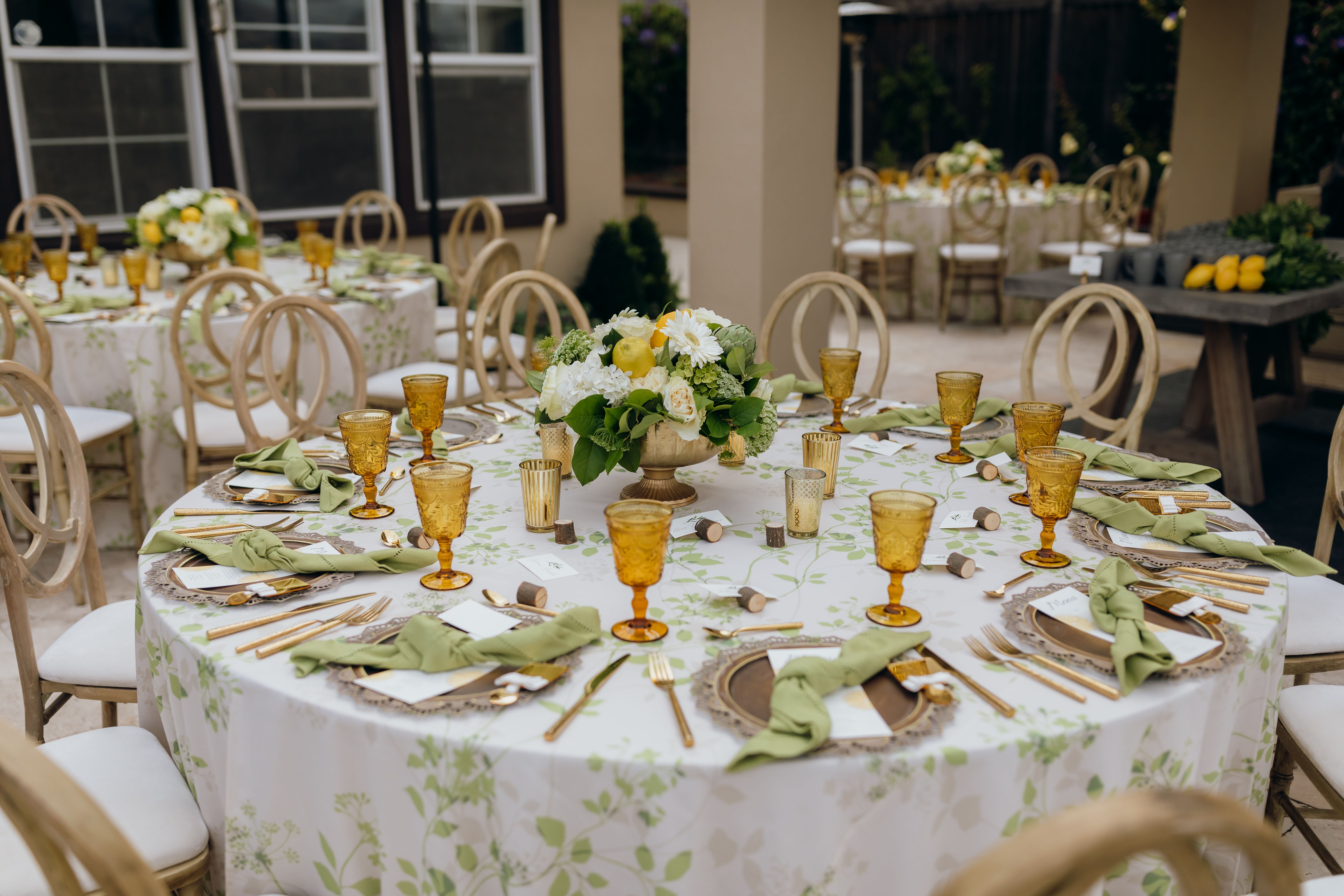 Milestone celebration, anniversary, a yellow concept decor table