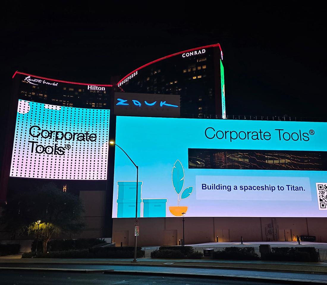 Corporate Tools presentation on large venue screens