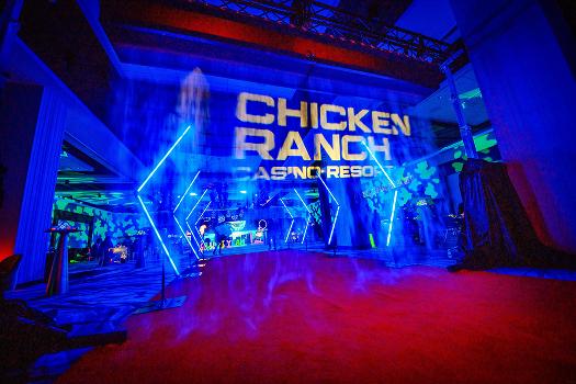 Chicken Ranch Casino Resort stage with blue event lighting
