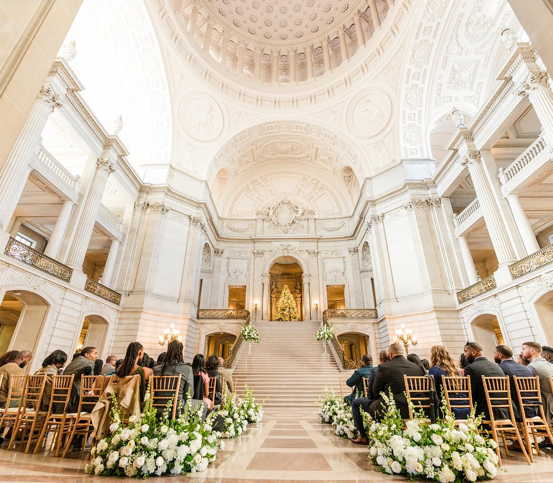 Wedding ceremony inside the San Francisco City Hall rotunda