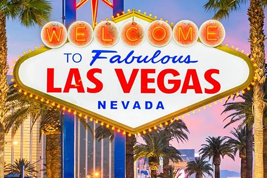 Welcome to Fabulous Las Vegas sign with palm trees