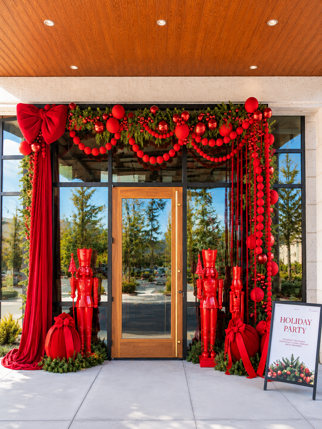 Costumed performers at a holiday party activation