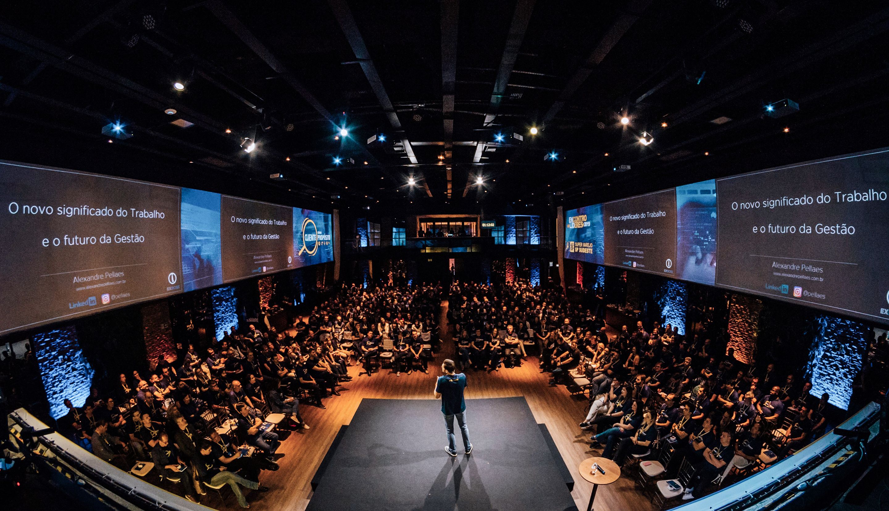 Audience gathered for a corporate conference presentation