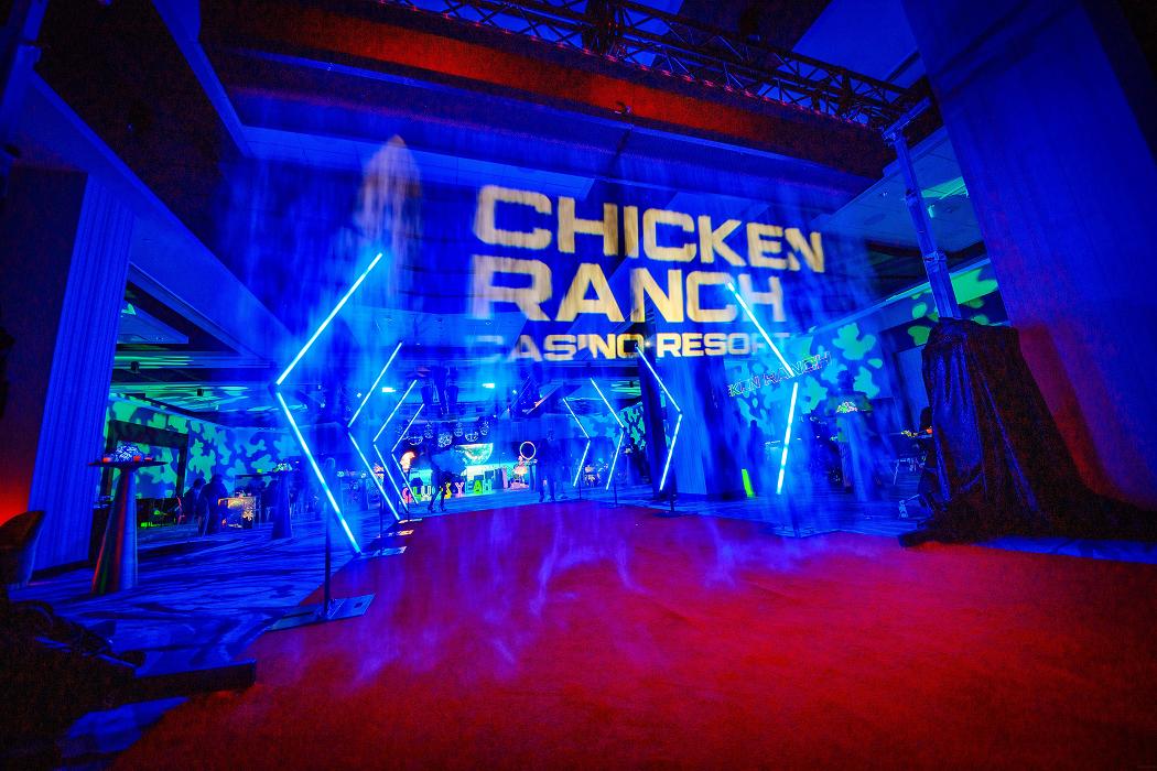 Chicken Ranch Casino Resort stage with blue event lighting