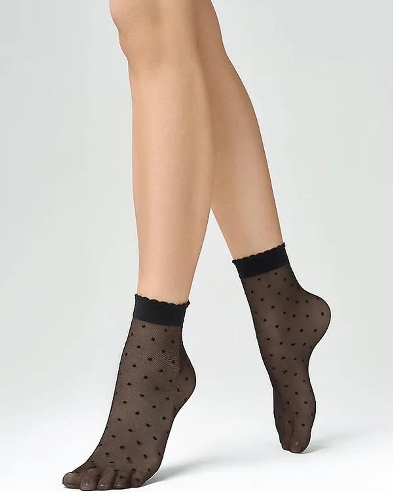 Sokne sitna tufna - 20 - Crna, Bež - Ženske čarape - Slika 1