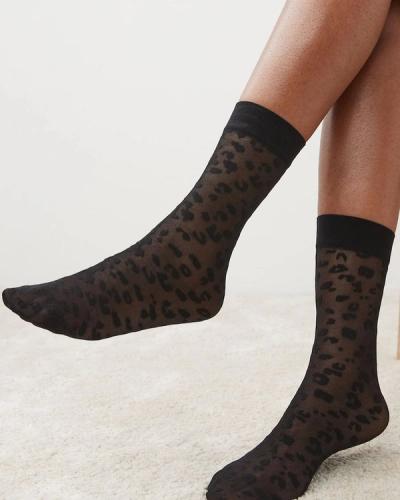 Sokne leopard - Crna - Ženske čarape