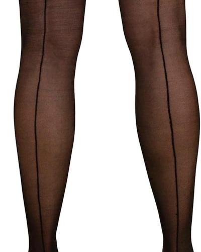 Samodržeće linija pozadi - Crna - Ženske čarape