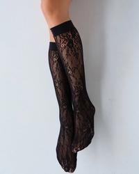 Dokolenice čipkaste - 40 - Crna, Bež - Ženske čarape - Thumbnail 2