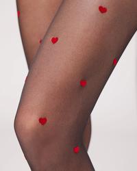 Srce  - 20 - Crna, Crvena - Ženske čarape - Thumbnail 1