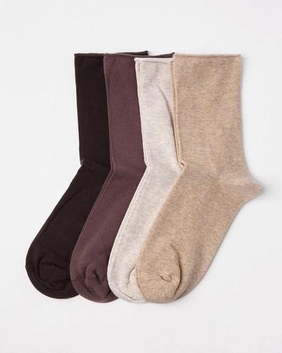 Kratke pamučne čarape  - Crna, Braon, Bež, Siva - Ženske čarape