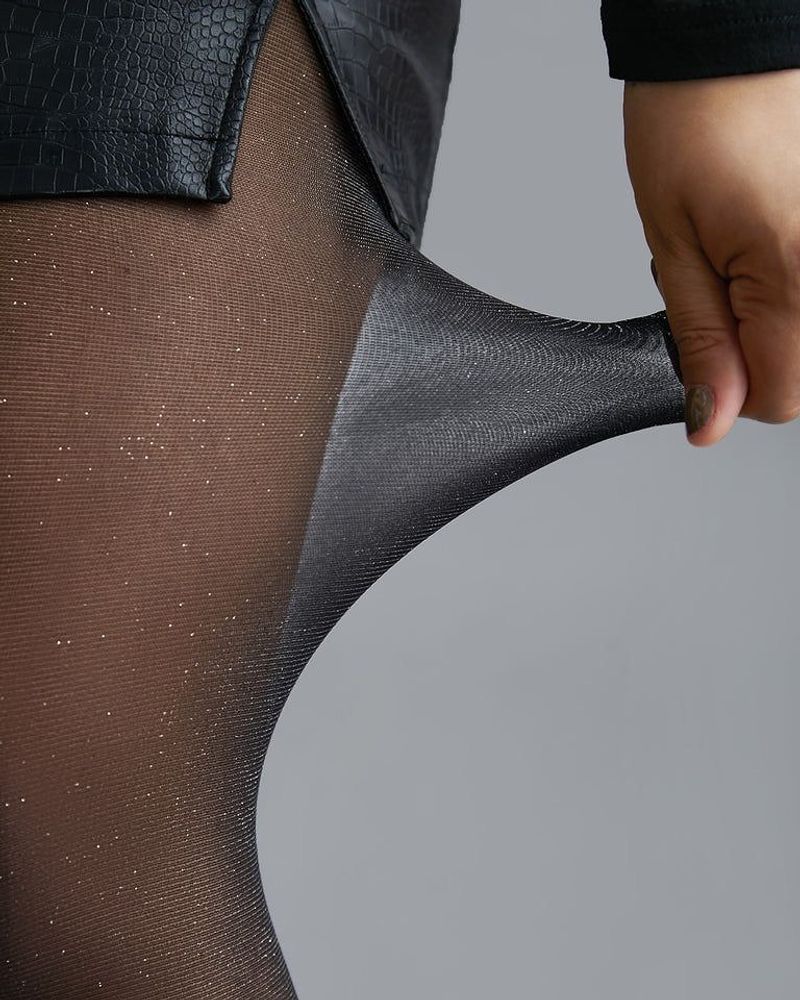 Gliter sa manje sjaja - 20 Den - Crna, Bež - Ženske čarape - Slika 1