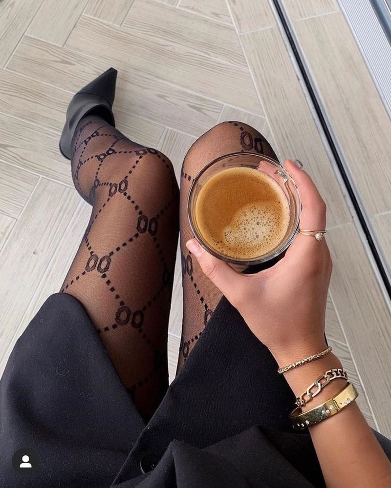 Violinski ključ - Crna - Ženske čarape - Slika 1