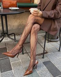 Čipka - 40 Den - Crna, Braon, Bež, Bordo, Bela, Crvena - Ženske čarape - Thumbnail 3