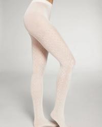 Kašmir rebraste - 100 - Bela, Crna - Ženske čarape - Thumbnail 1