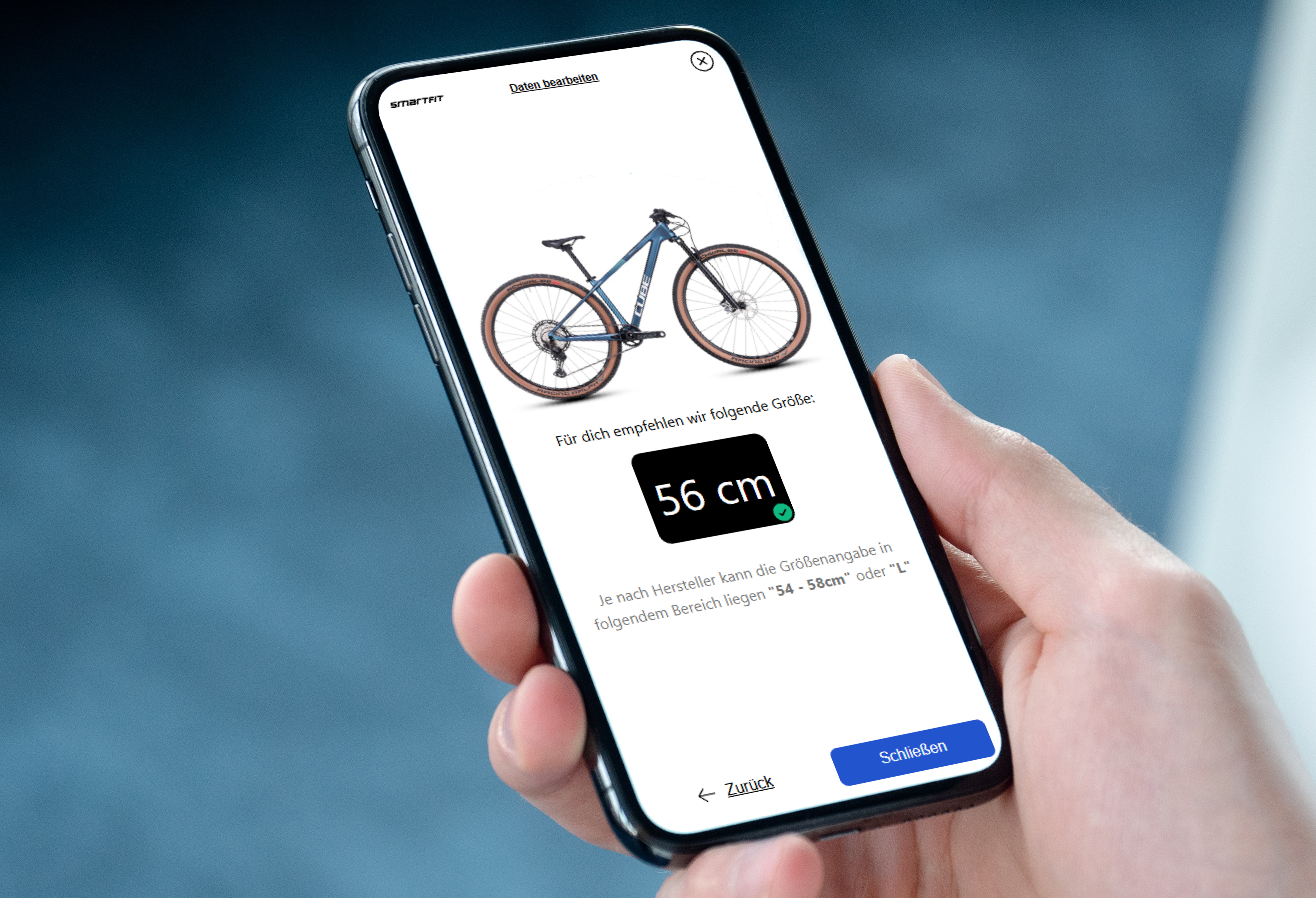 Onlinesizing auf Display