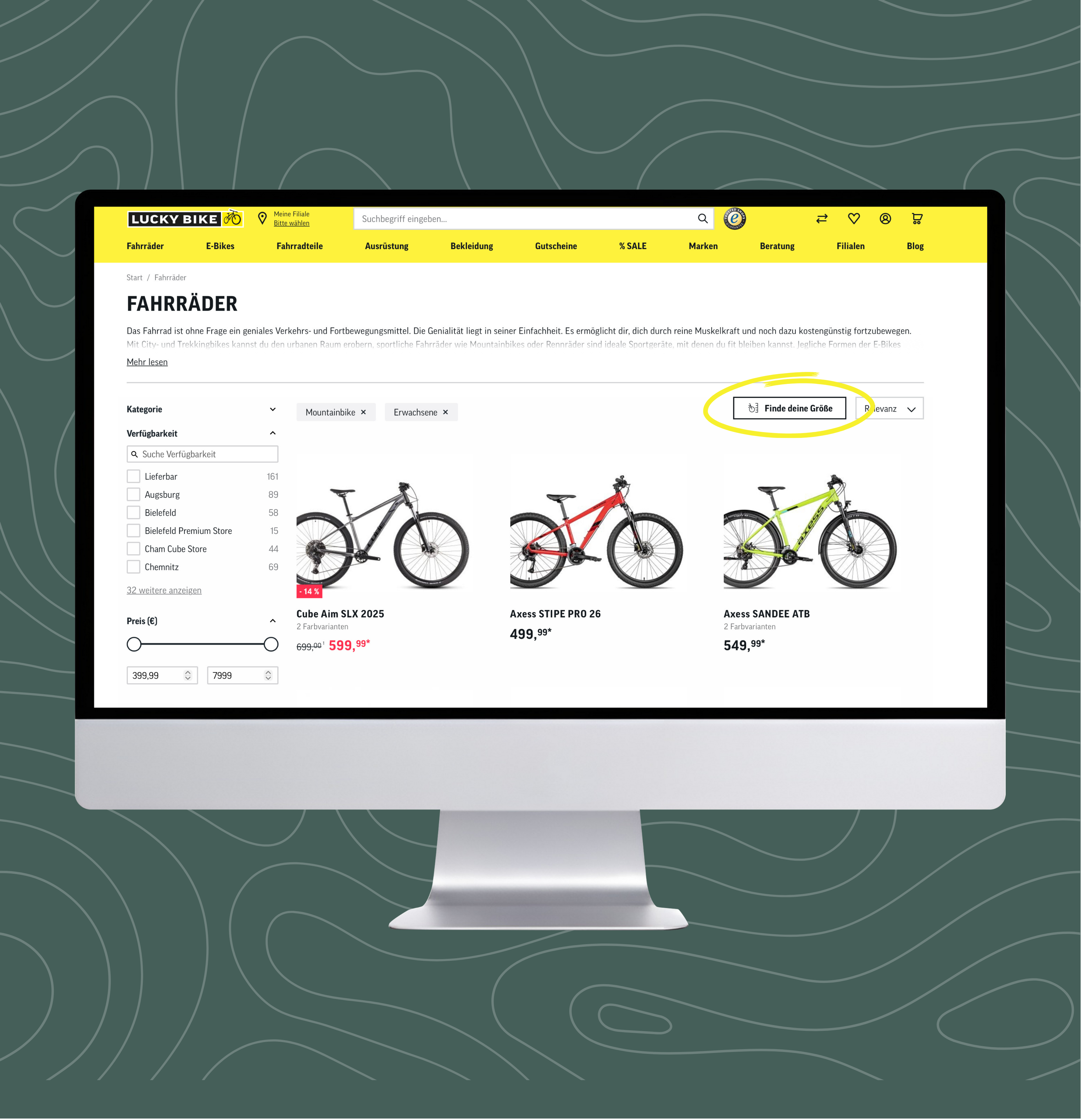 Sizing is already integrated into Lucky Bike's product listing page. Once the correct size is calculated, it is displayed to customers for each bike.