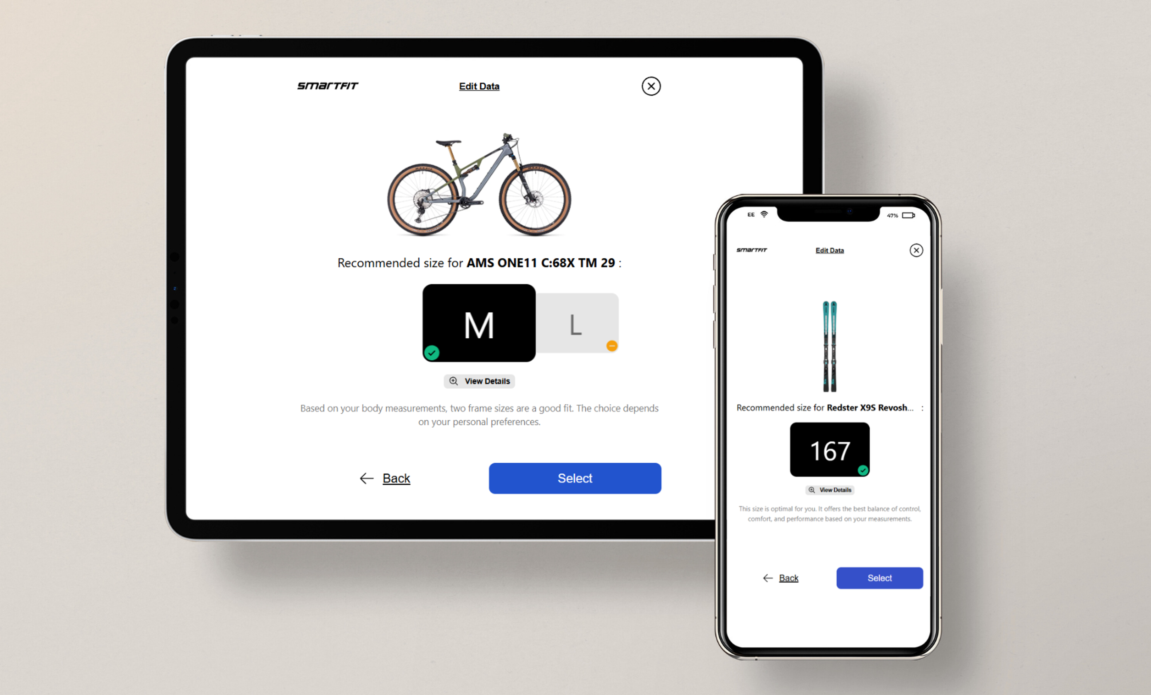 Online sizing with Smartfit makes it much easier for buyers to choose the right size