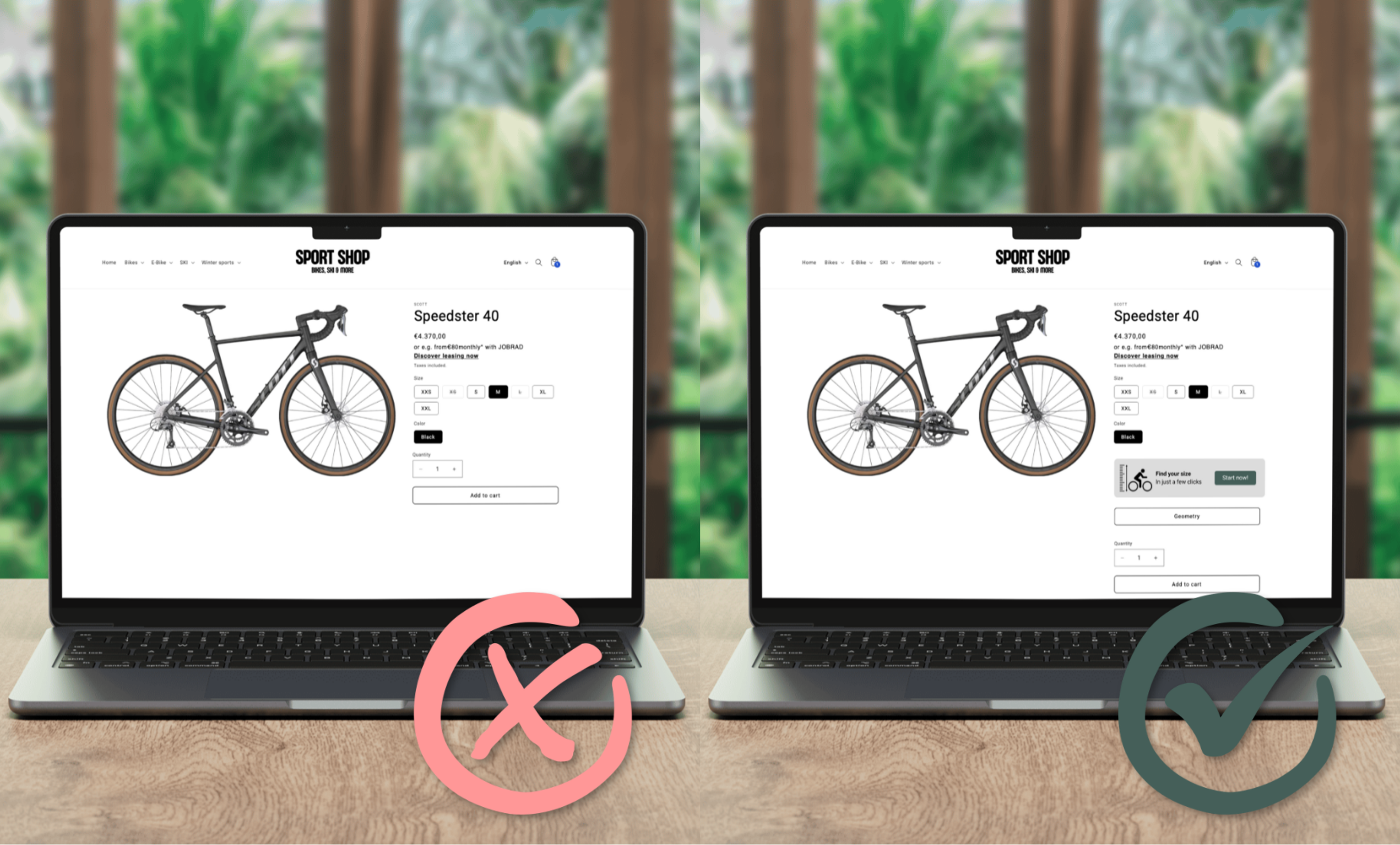 Make the Online Sizing visible at the exact moment someone actually needs it.