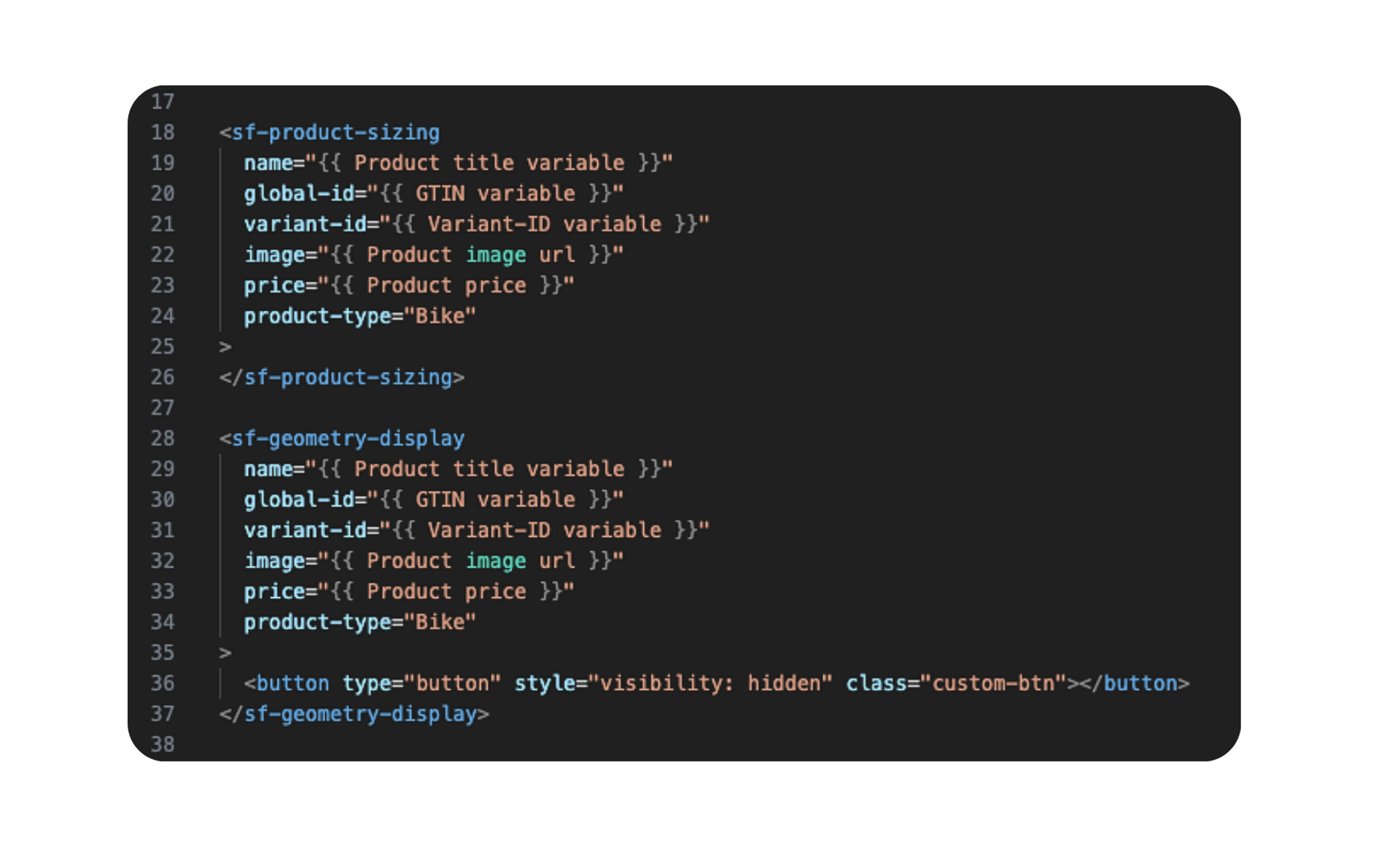 Screenshot of embed code