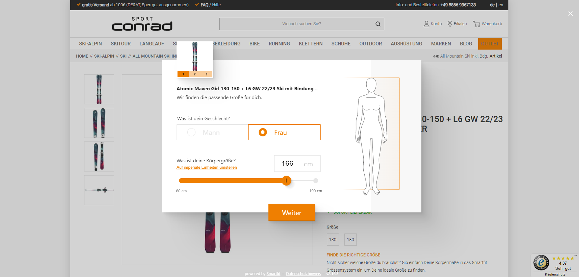 Bedarfsgerechte Beratung mit dem Ski-Sizing Tool von Smartfit bei Sport Conrad