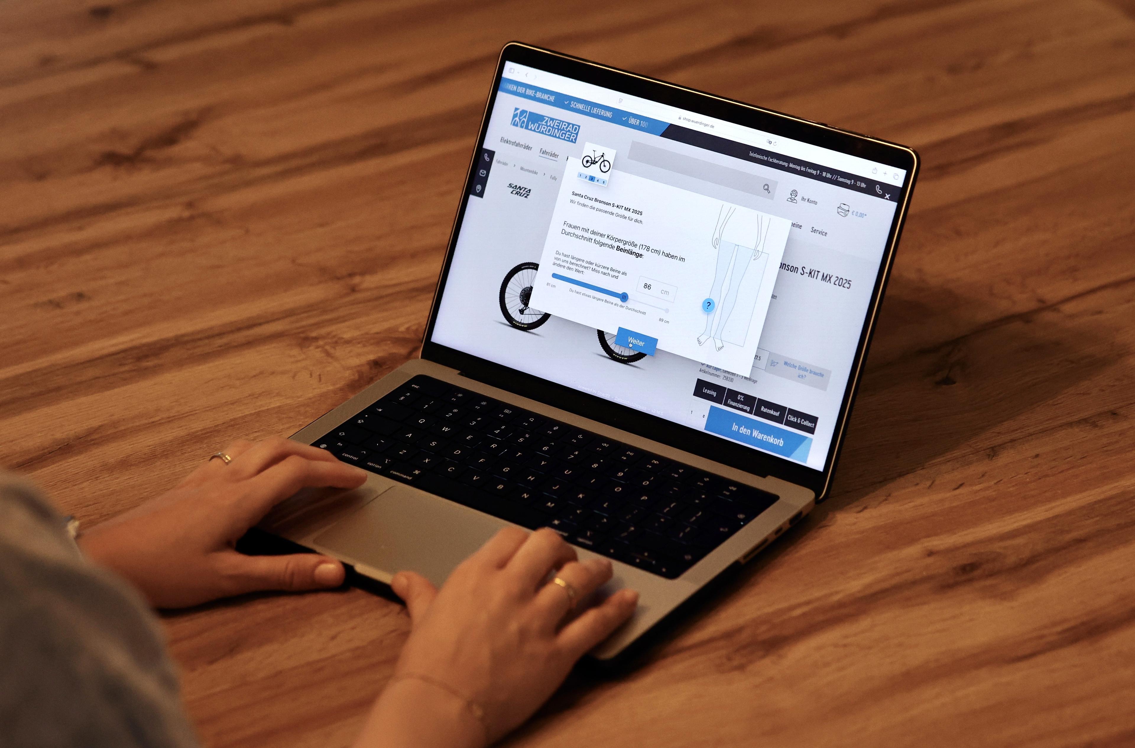 Smartfits E-Commerce-Lösung in Zweirad Würdingers Online Shop