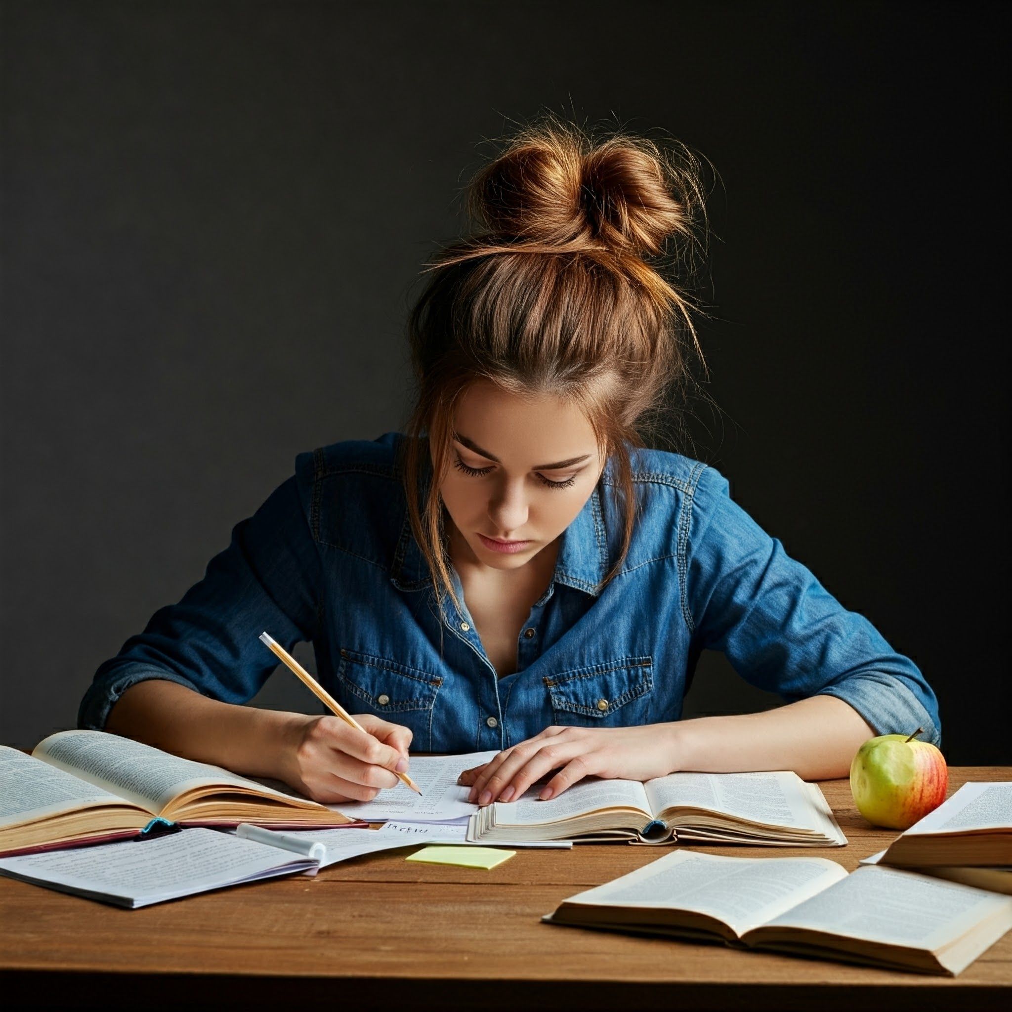 Woman taking a practice test