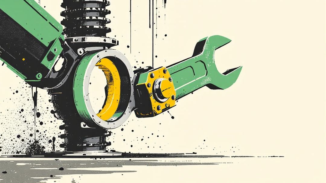 Flat editorial illustration of a ratchet wrench gripping a large bolt, holding tension against backward slip.