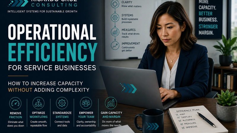A service-business leader reviews an efficiency framework designed to remove friction, improve workflows, and increase capacity without adding complexity.