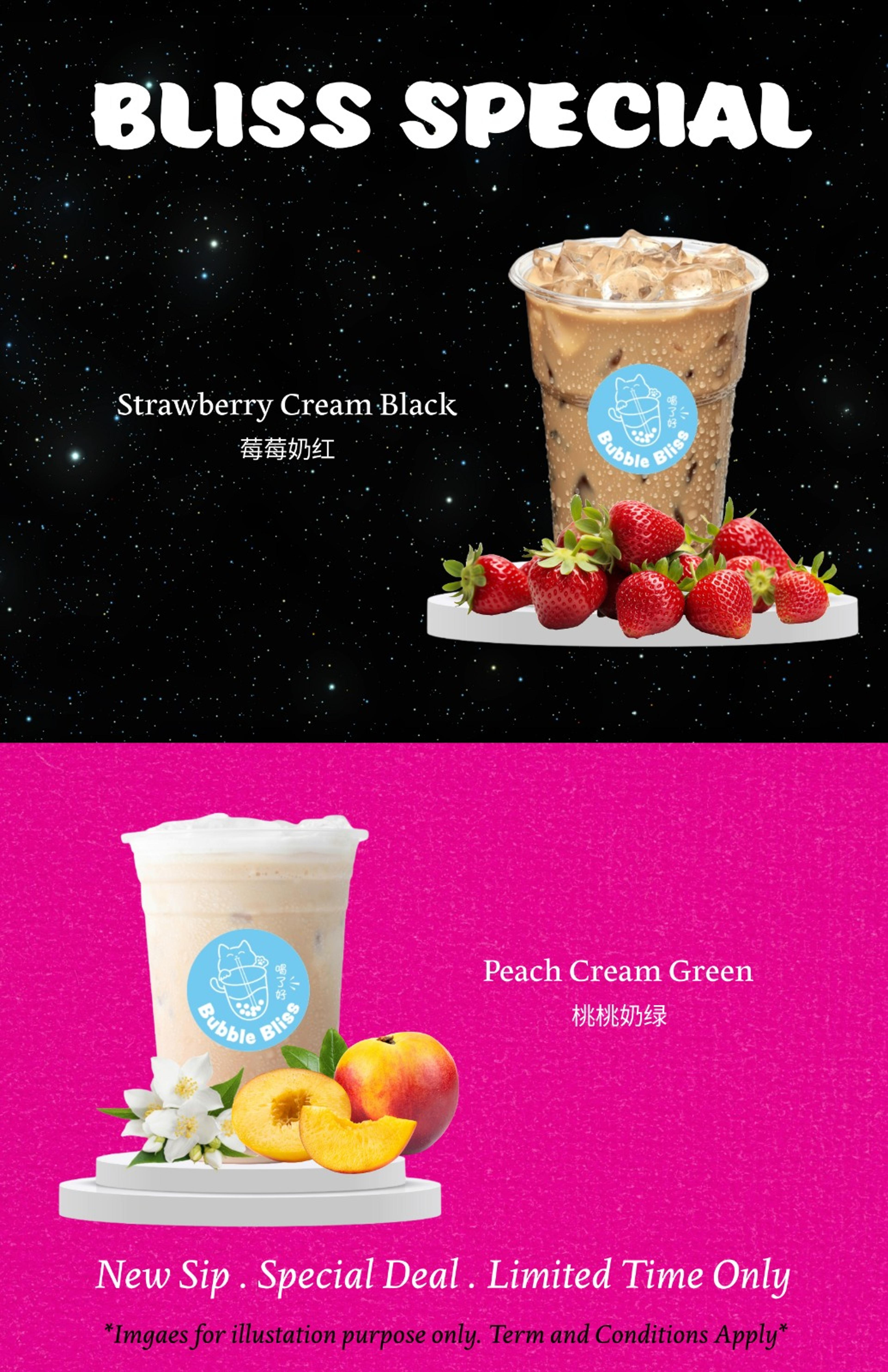 Strawberry Cream Black / Peach Cream Green
