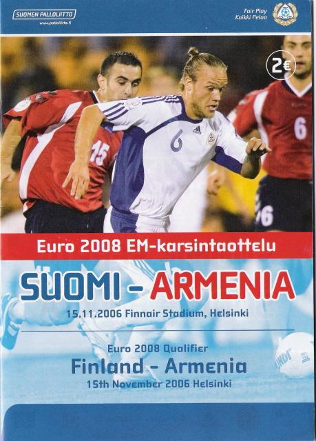 Otteluohjelma tai lippu ottelusta Suomi - Armenia 15.11.2006