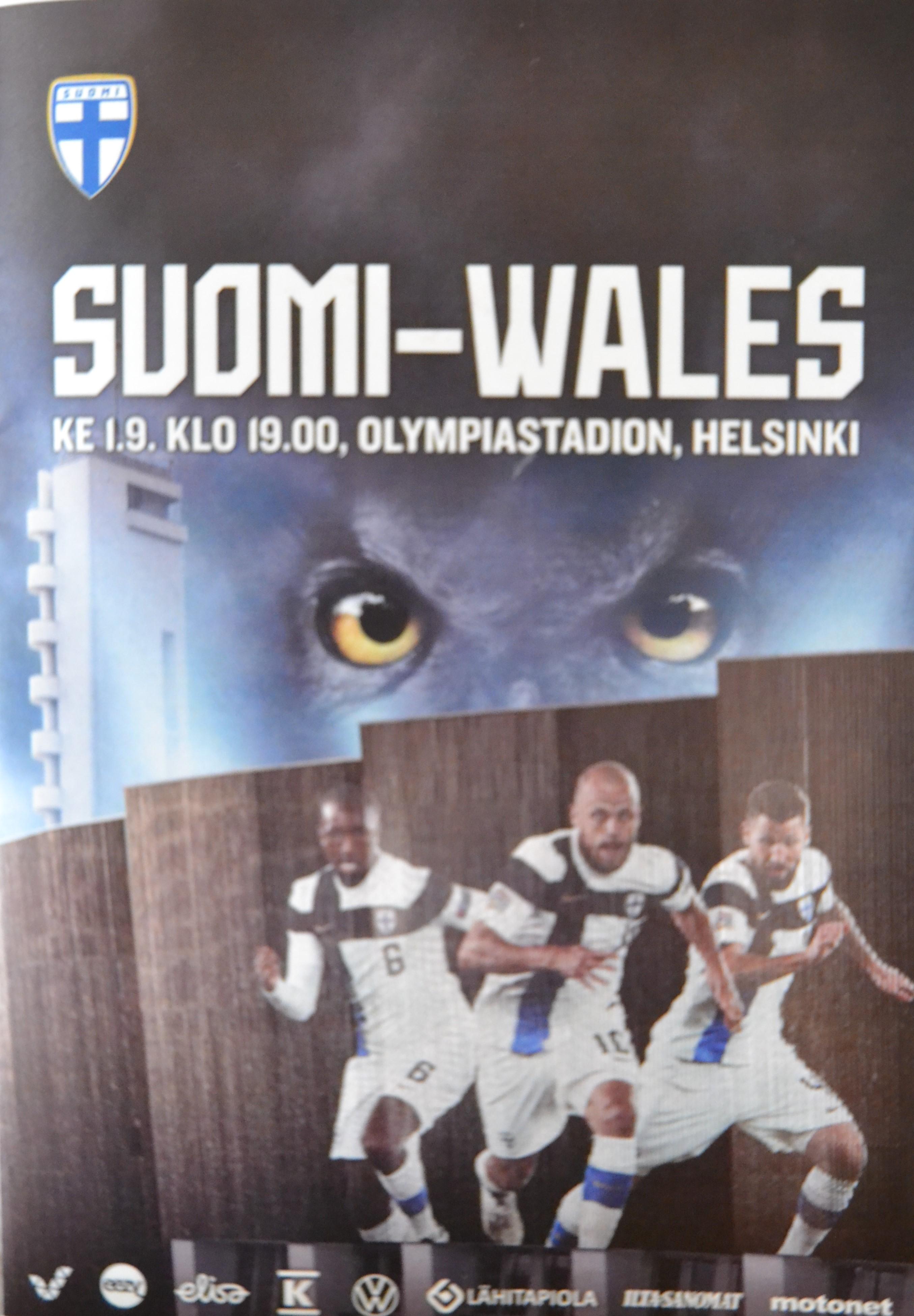 Otteluohjelma tai lippu ottelusta Suomi - Wales 01.09.2021