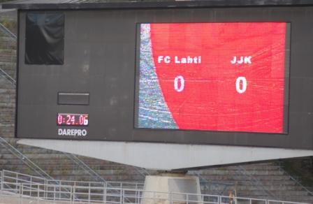 Lahden Stadionin tulostaulu virheellisellä tilanteella 23.09.2009
